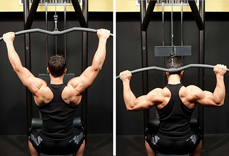 wide grip lat pull down behind the neck 1web